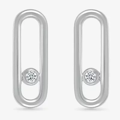 Diamond Accent Natural White Diamond Sterling Silver 17.5mm Stud Earrings