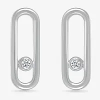 Diamond Accent Natural White Diamond Sterling Silver 17.5mm Stud Earrings