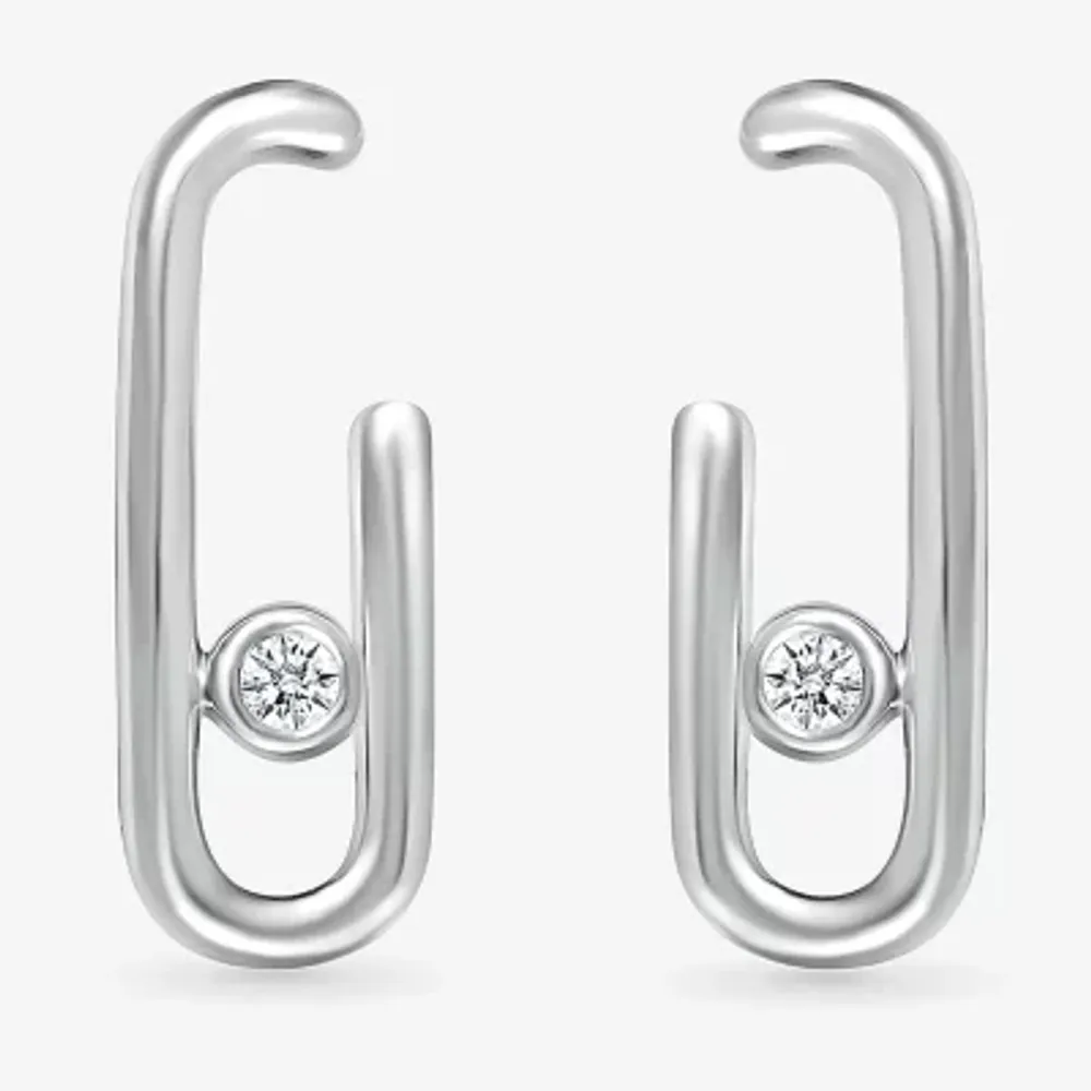 Diamond Accent Natural White Diamond Sterling Silver 18.9mm Stud Earrings