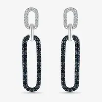 1/4 CT. T.W. Natural Black Diamond Sterling Silver Paperclip Drop Earrings