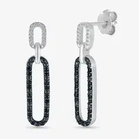 1/4 CT. T.W. Natural Black Diamond Sterling Silver Paperclip Drop Earrings