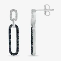 1/4 CT. T.W. Natural Black Diamond Sterling Silver Paperclip Drop Earrings