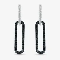 1/3 CT. T.W. Natural Black Diamond Sterling Silver Paperclip Drop Earrings