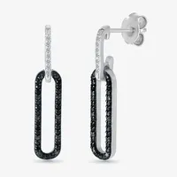 1/3 CT. T.W. Natural Black Diamond Sterling Silver Paperclip Drop Earrings