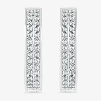 1/ CT. T.W. Natural Diamond Sterling Silver 18mm Hoop Earrings