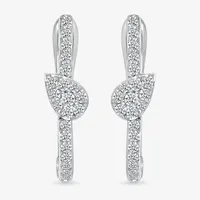 1/3 CT. T.W. Natural White Diamond Sterling Silver 20mm Pear Hoop Earrings