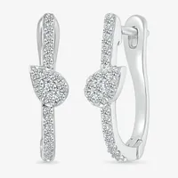 1/3 CT. T.W. Natural White Diamond Sterling Silver 20mm Pear Hoop Earrings