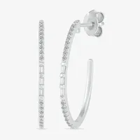 CT. T.W. Natural White Diamond Sterling Silver 25mm Hoop Earrings