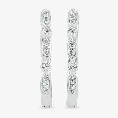 1/8 CT. T.W. Natural White Diamond Sterling Silver 21mm Hoop Earrings