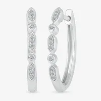 1 CT. T.W. Natural White Diamond Sterling Silver 21mm Hoop Earrings