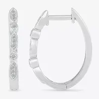 1 CT. T.W. Natural White Diamond Sterling Silver 21mm Hoop Earrings