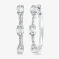 1/2 CT. T.W. Natural White Diamond Sterling Silver 23.7mm Hoop Earrings