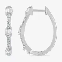 1/2 CT. T.W. Natural White Diamond Sterling Silver 23.7mm Hoop Earrings