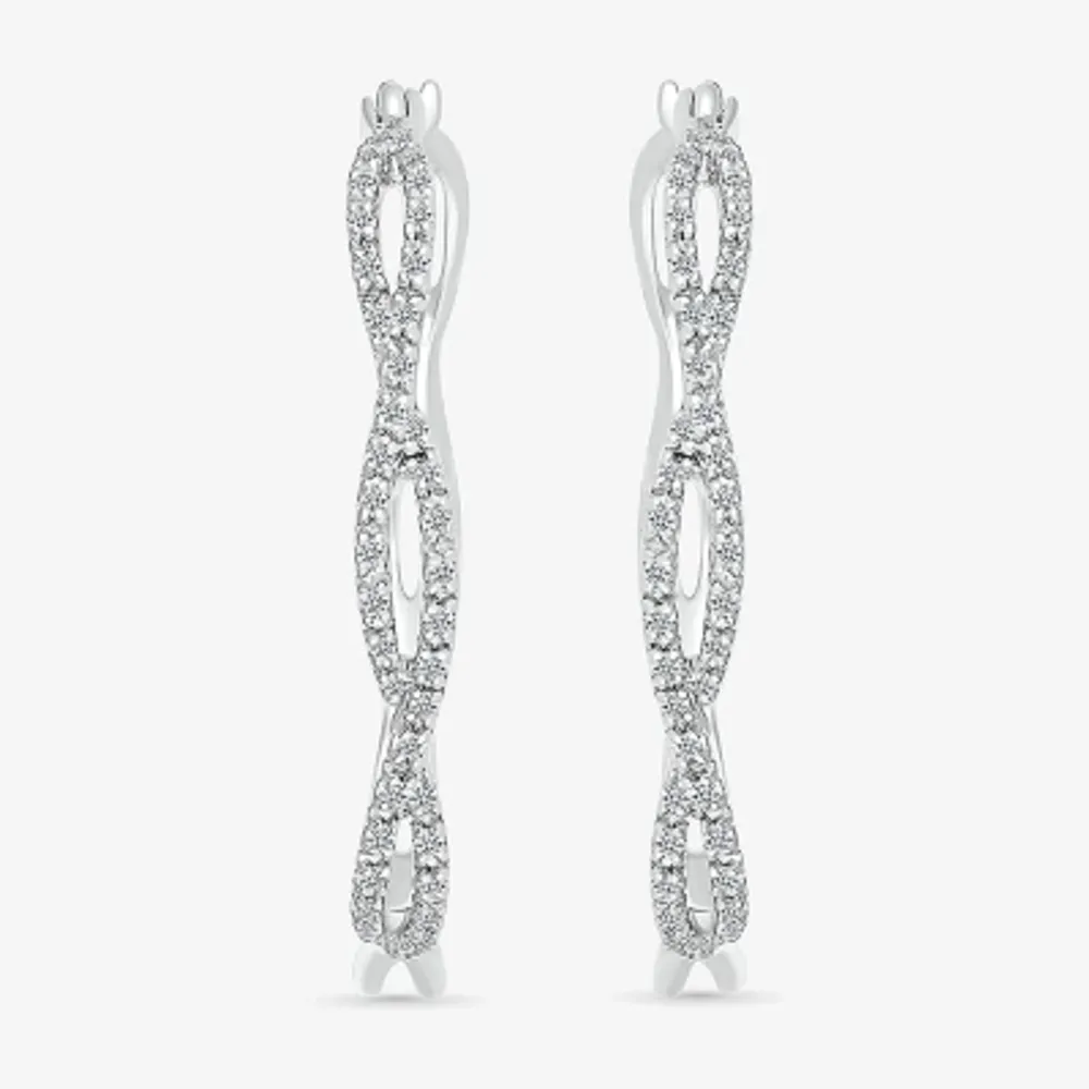 1/4 CT. T.W. Natural White Diamond Sterling Silver 29mm Hoop Earrings