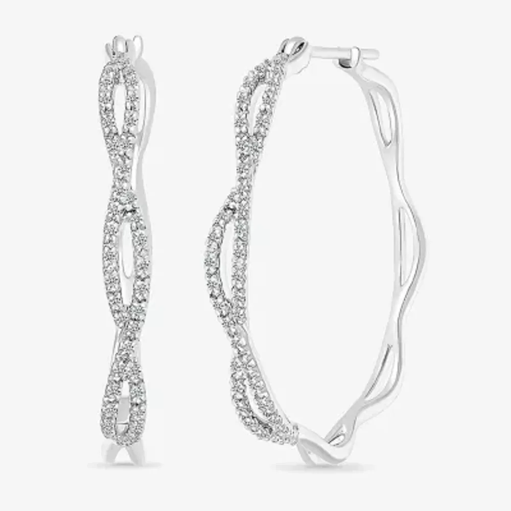 1/4 CT. T.W. Natural White Diamond Sterling Silver 29mm Hoop Earrings