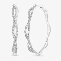 1/4 CT. T.W. Natural White Diamond Sterling Silver 29mm Hoop Earrings