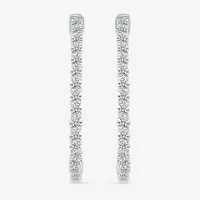 1 1/2 CT. T.W. Mined White Diamond Sterling Silver 26.5mm Hoop Earrings