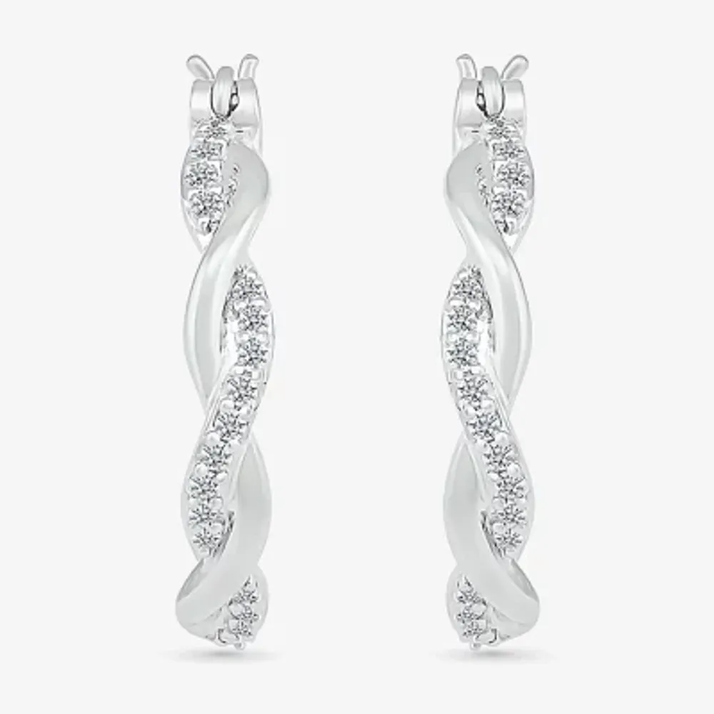1/4 CT. T.W. Natural White Diamond Sterling Silver 24mm Hoop Earrings