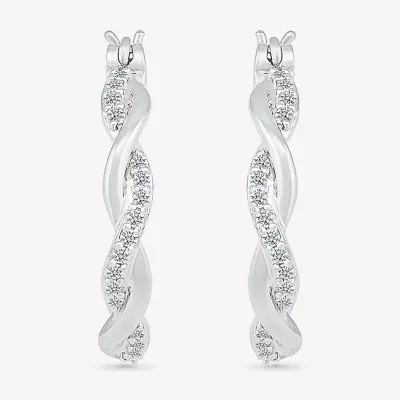 1/4 CT. T.W. Natural White Diamond Sterling Silver 24mm Hoop Earrings