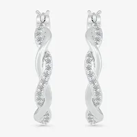 1 CT. T.W. Natural White Diamond Sterling Silver 24mm Hoop Earrings