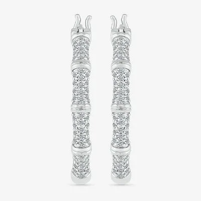 3/8 CT. T.W. Natural White Diamond Sterling Silver 25mm Hoop Earrings
