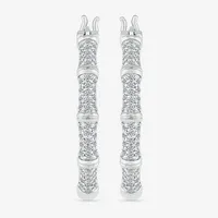 CT. T.W. Natural White Diamond Sterling Silver 25mm Hoop Earrings