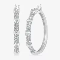 3/8 CT. T.W. Natural White Diamond Sterling Silver 25mm Hoop Earrings