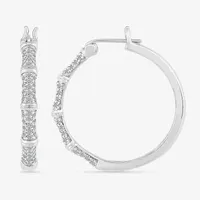 CT. T.W. Natural White Diamond Sterling Silver 25mm Hoop Earrings