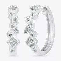 1/6 CT. T.W. Natural White Diamond Sterling Silver 18mm Hoop Earrings