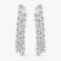 1/6 CT. T.W. Natural White Diamond Sterling Silver 14.6mm Hoop Earrings