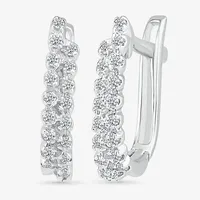 1/6 CT. T.W. Natural White Diamond Sterling Silver 14.6mm Hoop Earrings