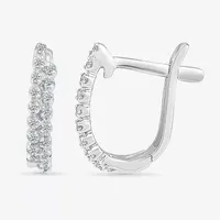 1/6 CT. T.W. Natural White Diamond Sterling Silver 14.6mm Hoop Earrings