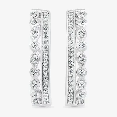 1/4 CT. T.W. Natural White Diamond Sterling Silver 20mm Hoop Earrings