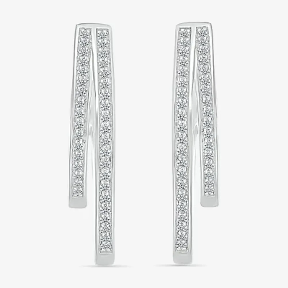 1/2 CT. T.W. Natural White Diamond Sterling Silver 31mm Hoop Earrings