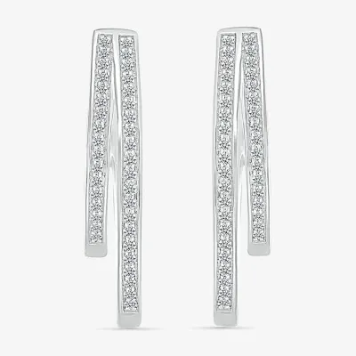 1/2 CT. T.W. Natural White Diamond Sterling Silver 31mm Hoop Earrings