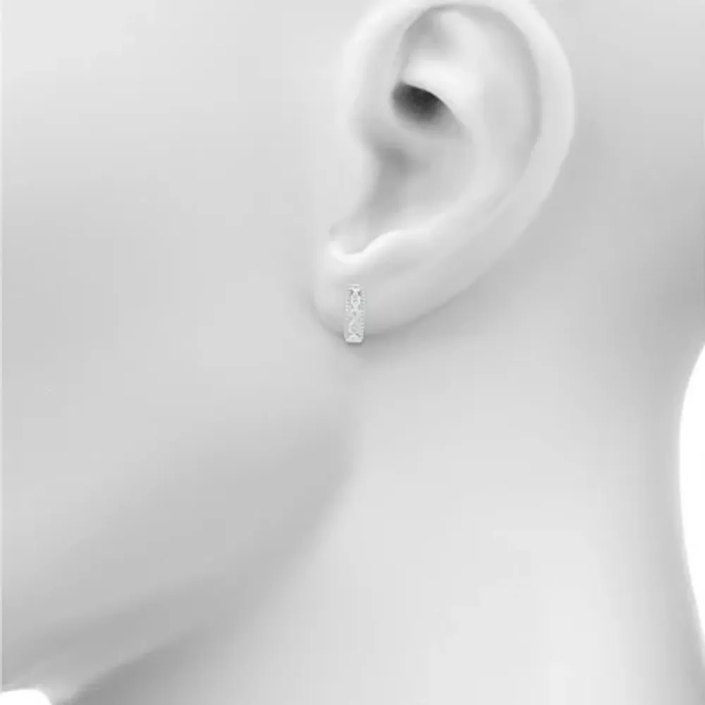 1/2 CT. T.W. Natural White Diamond Sterling Silver 17mm Hoop Earrings
