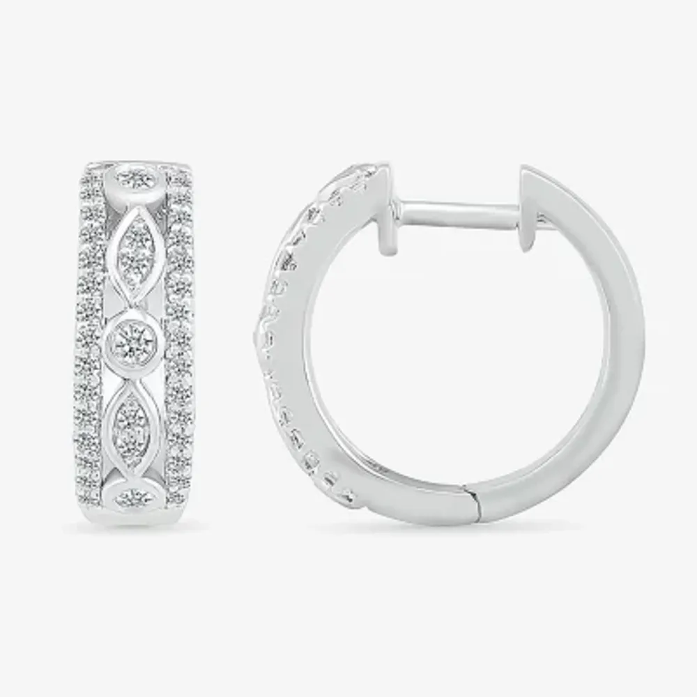1/2 CT. T.W. Natural White Diamond Sterling Silver 17mm Hoop Earrings