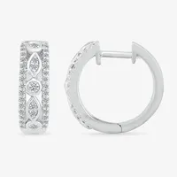 1/2 CT. T.W. Mined White Diamond Sterling Silver 17mm Hoop Earrings