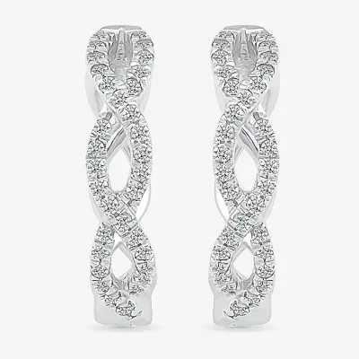 1/3 CT. T.W. Natural White Diamond Sterling Silver 17.2mm Infinity Hoop Earrings
