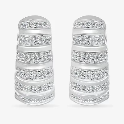 Croissant 1/2 CT. T.W. Natural White Diamond Sterling Silver 16.2mm Hoop Earrings
