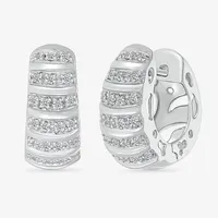 Croissant 1/2 CT. T.W. Mined White Diamond Sterling Silver 16.2mm Hoop Earrings