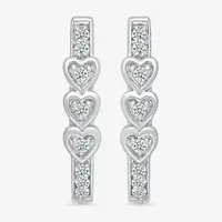 1/8 CT. T.W. Mined White Diamond Sterling Silver 17mm Heart Hoop Earrings