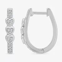 1/8 CT. T.W. Natural White Diamond Sterling Silver 17mm Heart Hoop Earrings