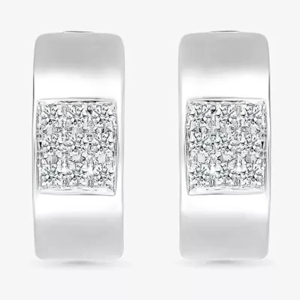1/6 CT. T.W. Natural White Diamond Sterling Silver 13.2mm Hoop Earrings