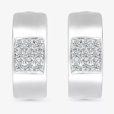 1/6 CT. T.W. Natural White Diamond Sterling Silver 13.2mm Hoop Earrings