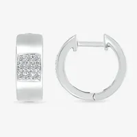 1/6 CT. T.W. Natural White Diamond Sterling Silver 13.2mm Hoop Earrings