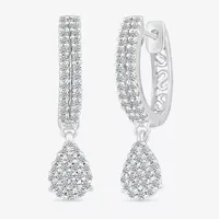 1/2 CT. T.W. Mined White Diamond Sterling Silver 22.4mm Pear Hoop Earrings