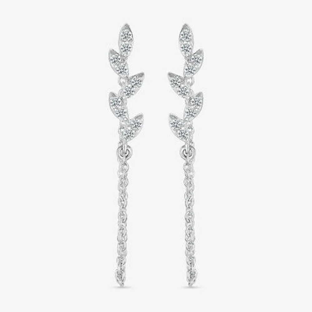 Front Back 1/8 CT. T.W. Natural White Diamond Sterling Silver Drop Earrings
