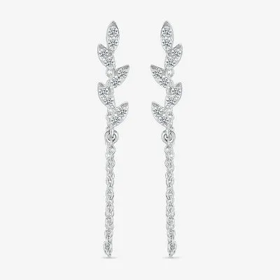 Front Back 1/8 CT. T.W. Natural White Diamond Sterling Silver Drop Earrings