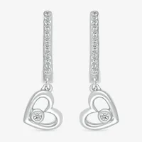 1/10 CT. T.W. Natural White Diamond Sterling Silver 20mm Heart Hoop Earrings